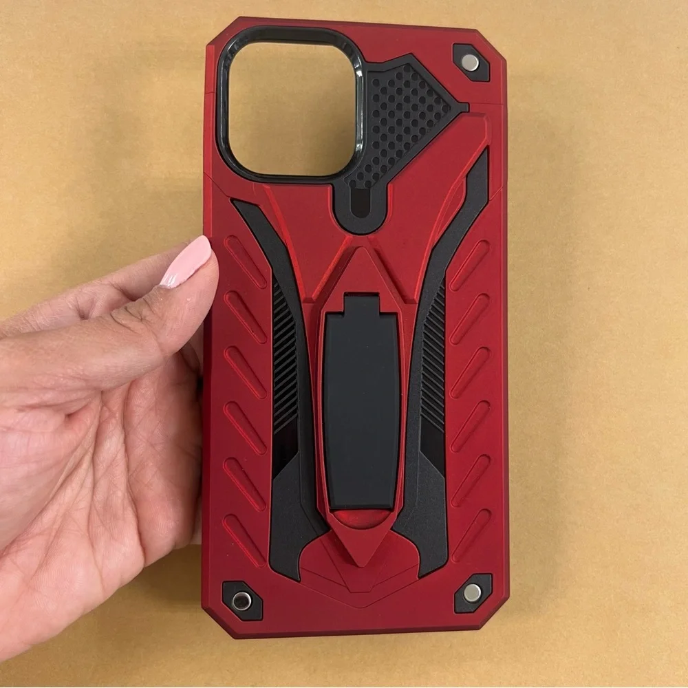 iPhone 12 Pro Max Red and black case with kickstand #iphonemaxcase